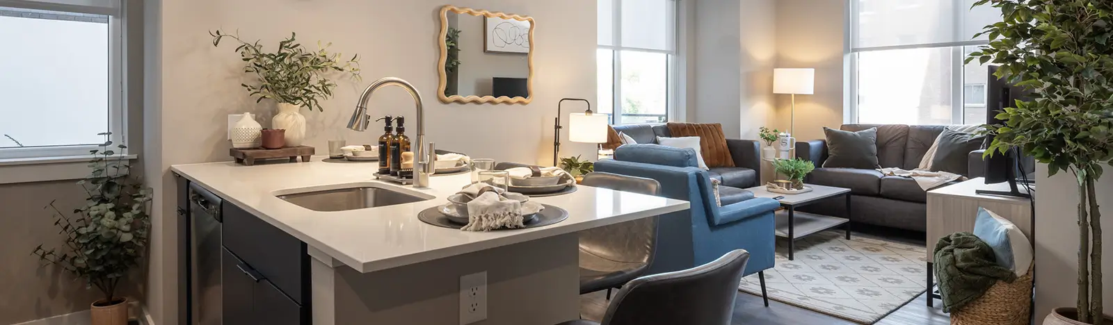 kitchen and living space